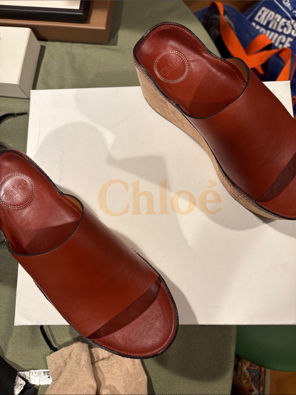 Chloe-Women's Brown Leather Wedge Sandals